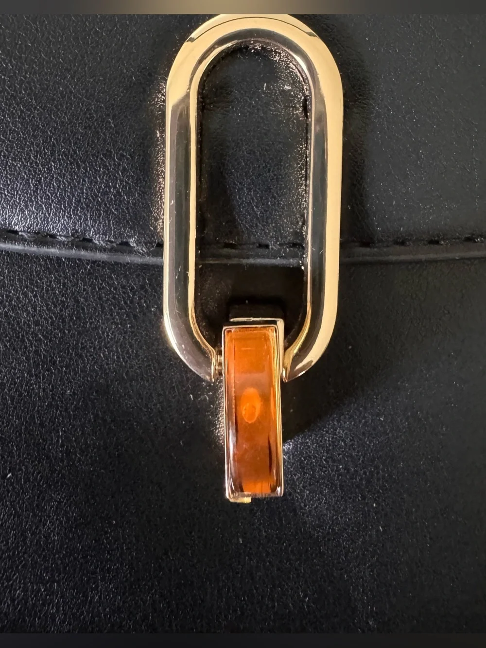 Target Classic Black Mini Crossbody Bag with Gold Hardware and Amber Accent